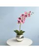 Arranjo Orquídea Artificial Rosa no Vaso Prateado M | Formosinha
